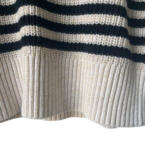 J. Crew Oversized Crewneck Striped Cotton Sweater Navy Black Ivory Size XS - Picture 5 of 10